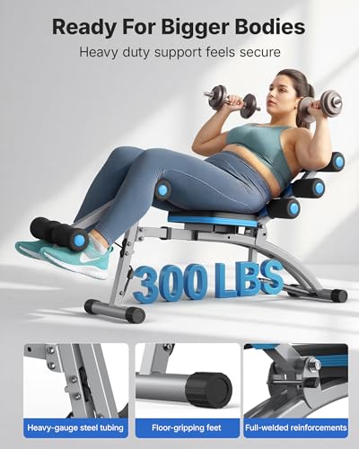 Adjustable Ab Machine - Ergonomic Core Trainer Bench - Black Blue