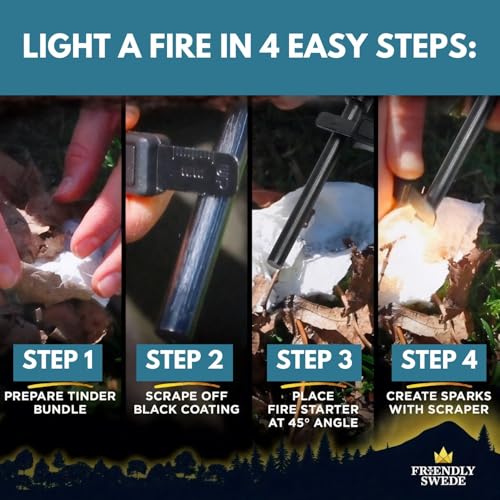 Ferro Rod Fire Starter - 15,000+ Strikes, 2.75 Inch Flint & Steel