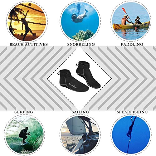 3mm Neoprene Water Socks - Low Cut Grey - Anti-Slip Beach Booties