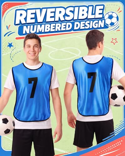 24 Pcs Soccer Pinnies Vests with Elastic Belts for Practice