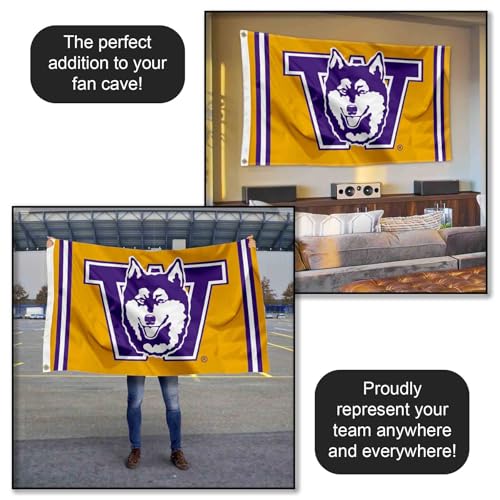 Washington Huskies College Banner Flag 3x5 Vintage Retro University Flag