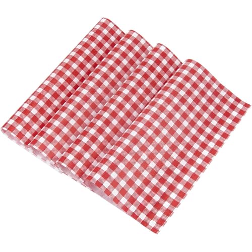 12"x12" Red and White Check Deli Paper - 100 Sheets