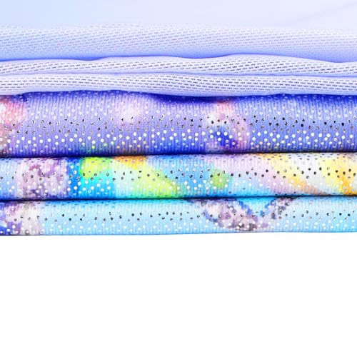 Gymnastics Leotard for Girls - Sequin Mesh 3/4 Sleeve, 7-8 Years Blue Butterfly