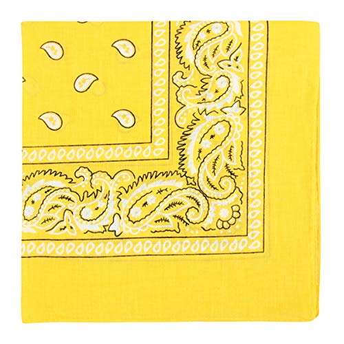 Multi-Purpose Cotton Bandana - Yellow Paisley Print Face Cover