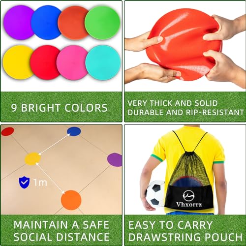 9-Inch Non-Slip Rubber Spot Markers - 36 Pcs in 9 Colors