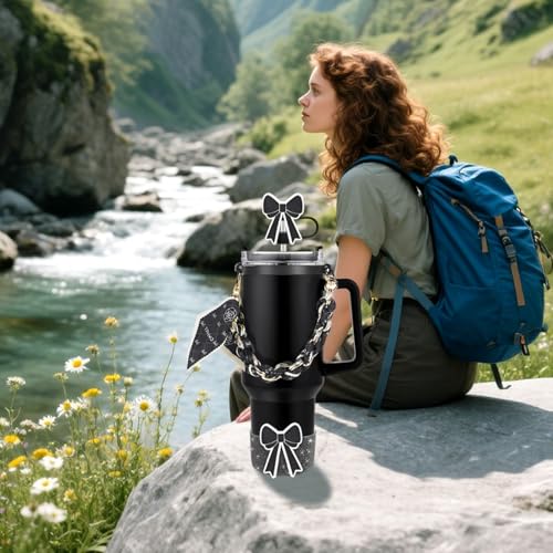 Bow Tie Tumbler Accessory Set - Silicone Boot & Straw Topper - Black