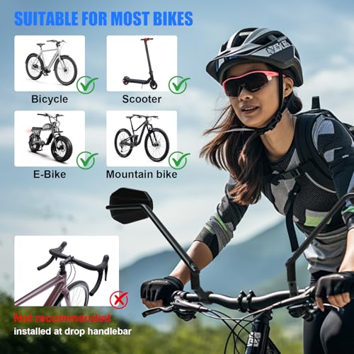 Diyife 2 Pcs Left & Right Wide Bicycle Mirrors for Handlebars - HD Ultra-Wide View
