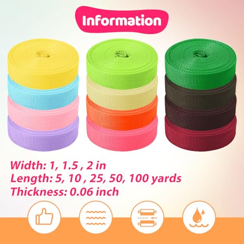 Polypropylene Webbing Strap - Light Pink 1.5 In x 5 Yards