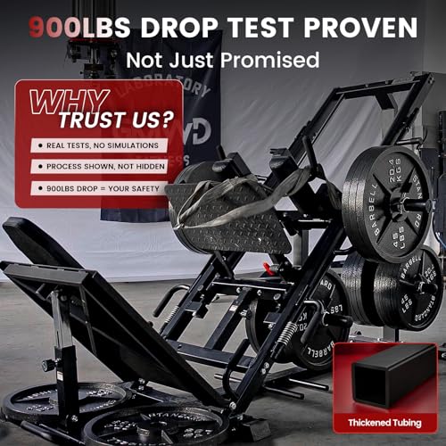 Leg Press Hack Squat Machine Combo - 45-Degree, Black