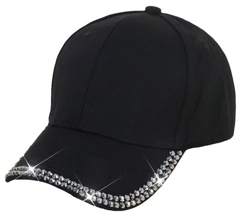 Rhinestone Baseball Cap Bling Stylish Baseball Caps for Women Adjustable Simple Hat Casual Travel Sun Hats 2025 Black