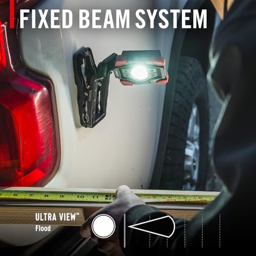 Coast CL10R 1000 Lumen Rechargeable Dual Power Rotating LED Magnetic Clamp Light, Black/Red