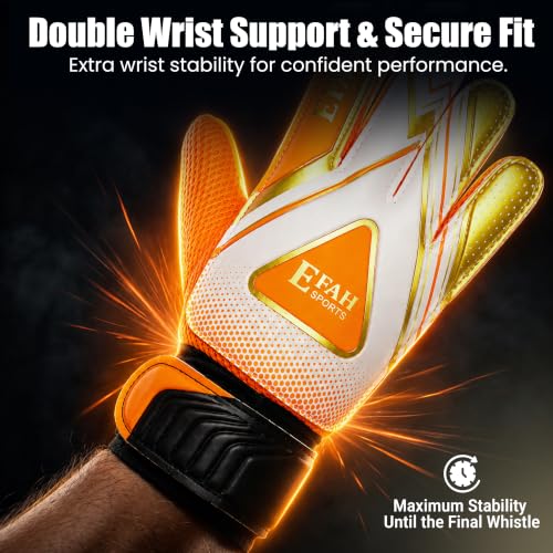 Goalkeeper Gloves for Kids - Size 4, Orange, Ages 6-9