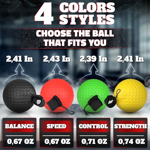 Boxing Reflex Ball Set - 4 Balls, 2 Adjustable Headbands for Training