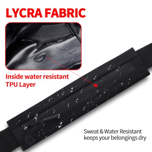 USHAKE Slim Running Belt for Women & Men - Black Nude, Bounce-Free Phone Fanny Pack