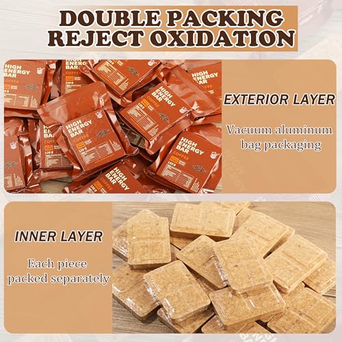 Emergency Food Ration Bars -12 Count Coffee Flavor Compressed Biscuit Survival Tabs, Food Rations Supply for Outdoor Camping Hiking Snowstorm Earthquake Disaster, 20 years Shelf Life
