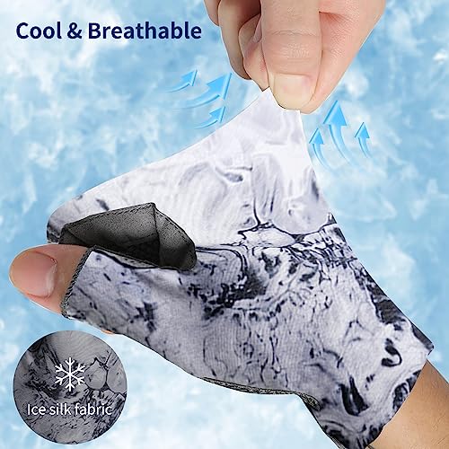ievei XL Grey UPF 50+ Fingerless Sun Protection Fishing Gloves for Men & Women