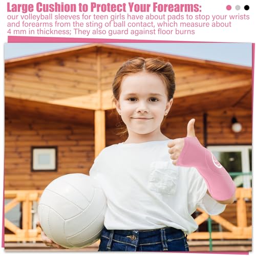Sosation Kids Volleyball Knee Pads & Arm Sleeves Set - Pink, Black, Gray, 3 Pairs