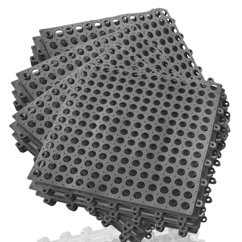 16Pack Drainage Interlocking Tiles, 12¡±x12¡± Non-Slip Pool Bathtub Drain Tiles for Flooring, Soft PVC Splicing Modular Cushion Mat, Vented Floor Tiles for Locker Room Basement Stairs