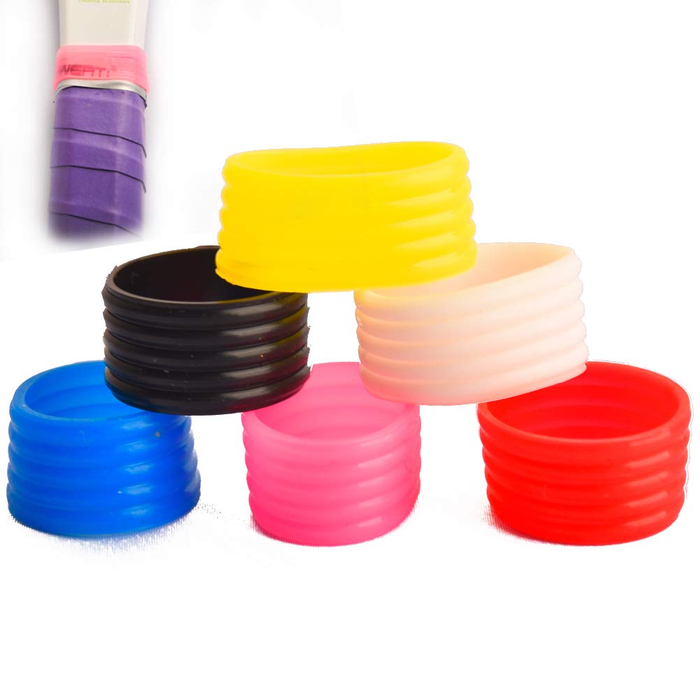 Seaner Tennis Racket Handle Grip Ring Fix Ring for Racket Band Overgrip Protector - Mix 6 Colors (CA)