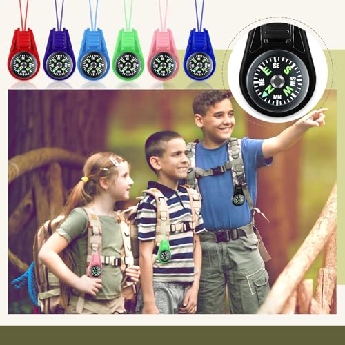 Mini Pocket Compasses Set for Kids - 25 Pack with Keychains