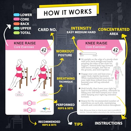 Chair Yoga Workout Cards - 58 Seated Exercises for Seniors
