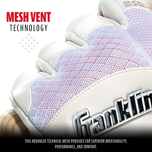 Franklin Sports MLB Baseball Batting Gloves Youth Large White/Chrome - Padded Non-Sting Adult & Youth Gloves