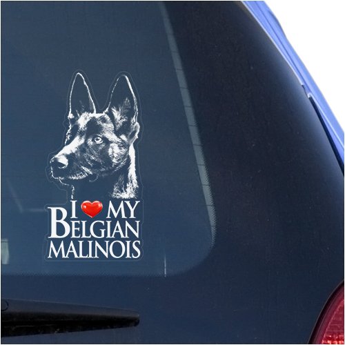 I Love My Belgian Malinois Vinyl Window Decal Sticker - Dog Lover Sign