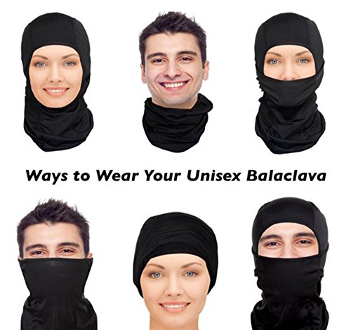 7-in-1 Balaclava Face Mask - Windproof Neck Warmer, Black 40x22CM