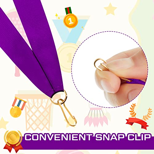 30 Purple Medal Ribbons with Snap Clips for Competitions