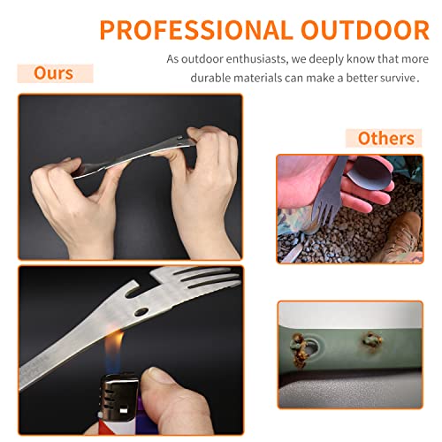 5-in-1 Tactical Spork - Stainless Steel Camping Utensil, Black