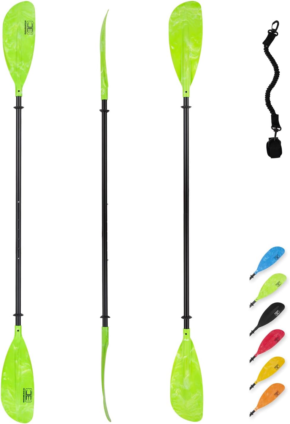 OCEANBROAD Adjustable Kayak Paddle - 86in to 94in | Lightweight Boating Oar with Paddle Leash