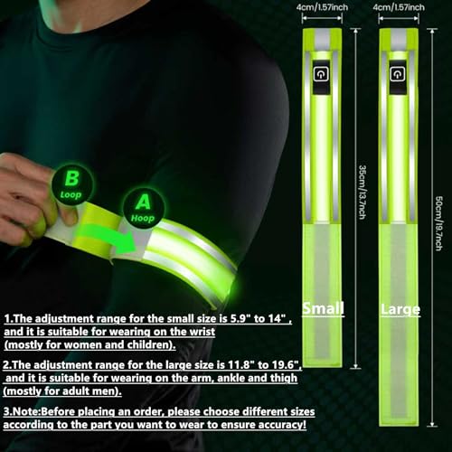 Ocuvaep Rechargeable LED Reflective Armbands for Running, Green, Small (5.9-14")