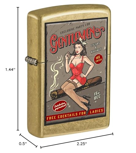 Zippo Windproof Lighter Whiskey & Cigars Party Pin-up Girl Street Brass 81675
