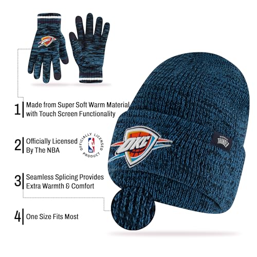 Oklahoma City Thunder NBA Knit Beanie & Touchscreen Gloves Set - One Size, Team Colors