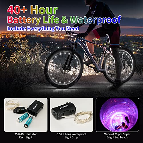 DAWAY A01 LED Bike Wheel Lights 2-Wheel White - Ultra-Bright, Waterproof Bicycle Spoke Lights with Batteries