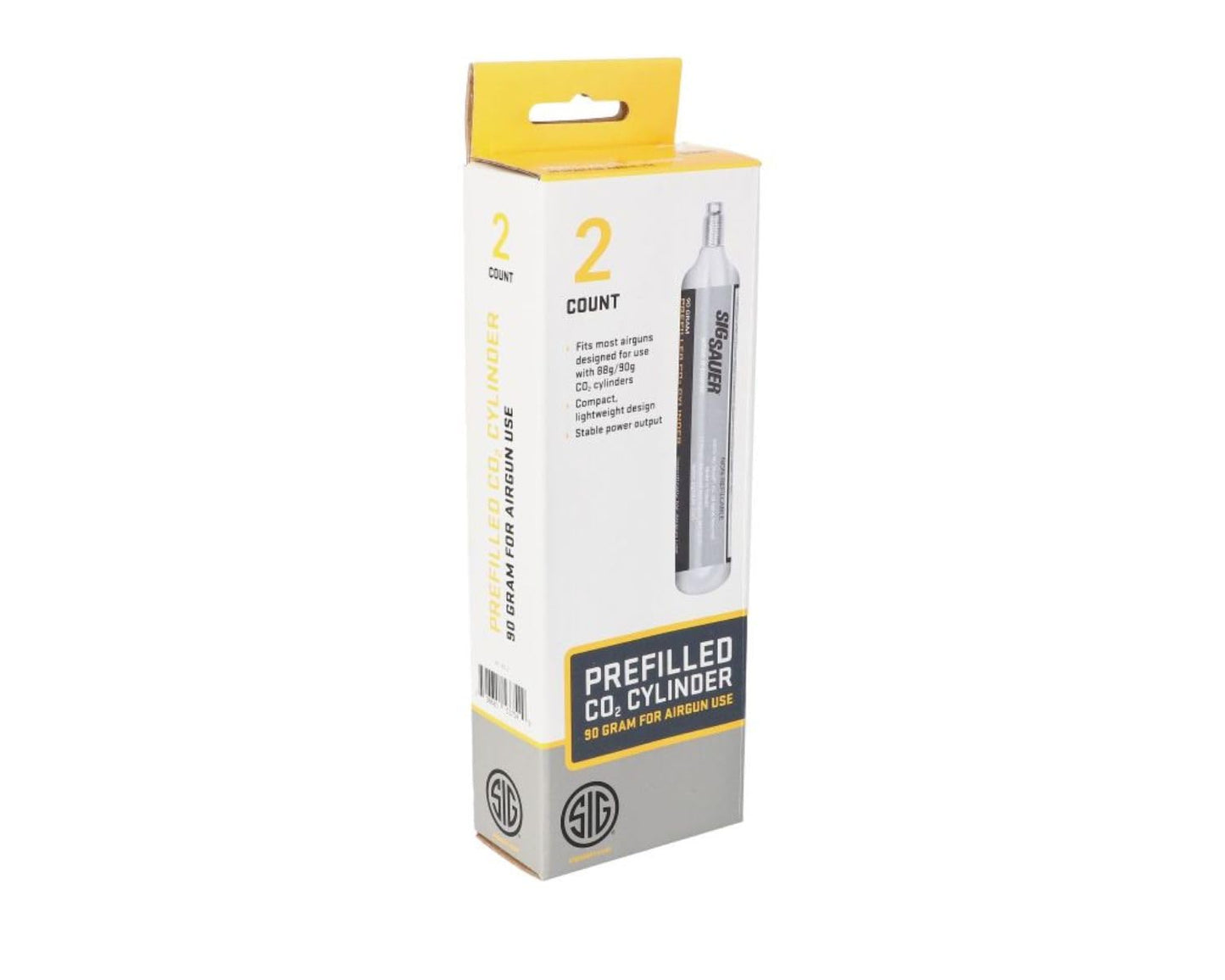 SIG SAUER Advanced Reliable Non-Refillable AC-90-2 Pellet Replacement CO2 90 Grams Airgun Cartridge, Pack of 2