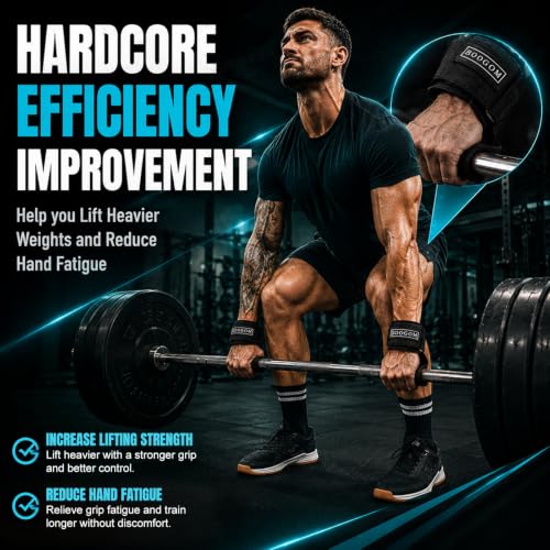 Weight Lifting Hooks with Wrist Straps (Pair) for Deadlifts, Pull