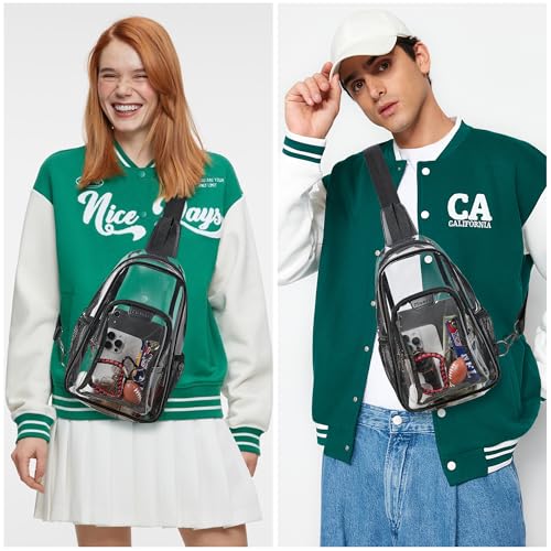 Clear Crossbody Bag for Stadium Events - Black