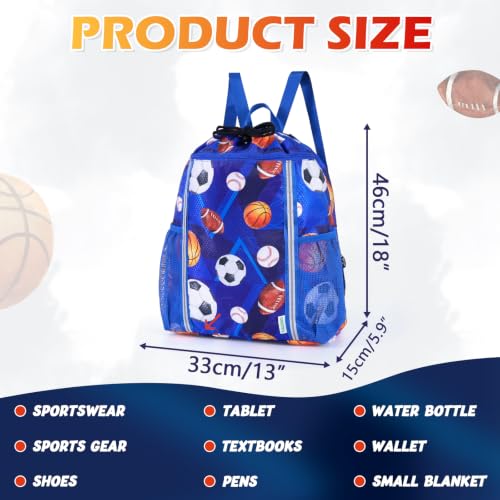 WAWSAM Ball Kids Drawstring Backpack with 2 Bottle Pockets & Reflective Strips