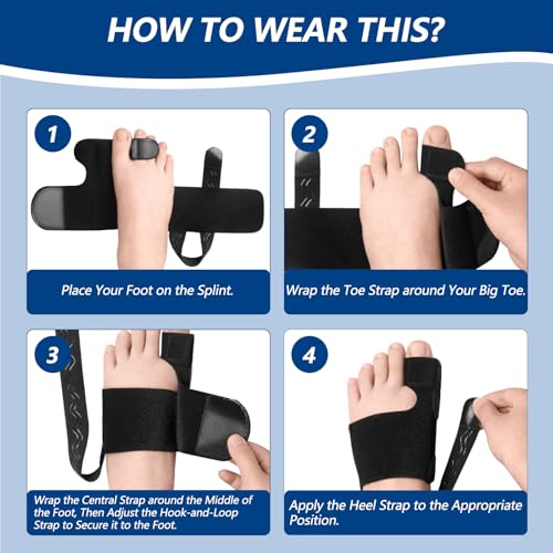 Bunion Corrector Splint - 2 PCS Adjustable Big Toe Straightener - Black - One Size