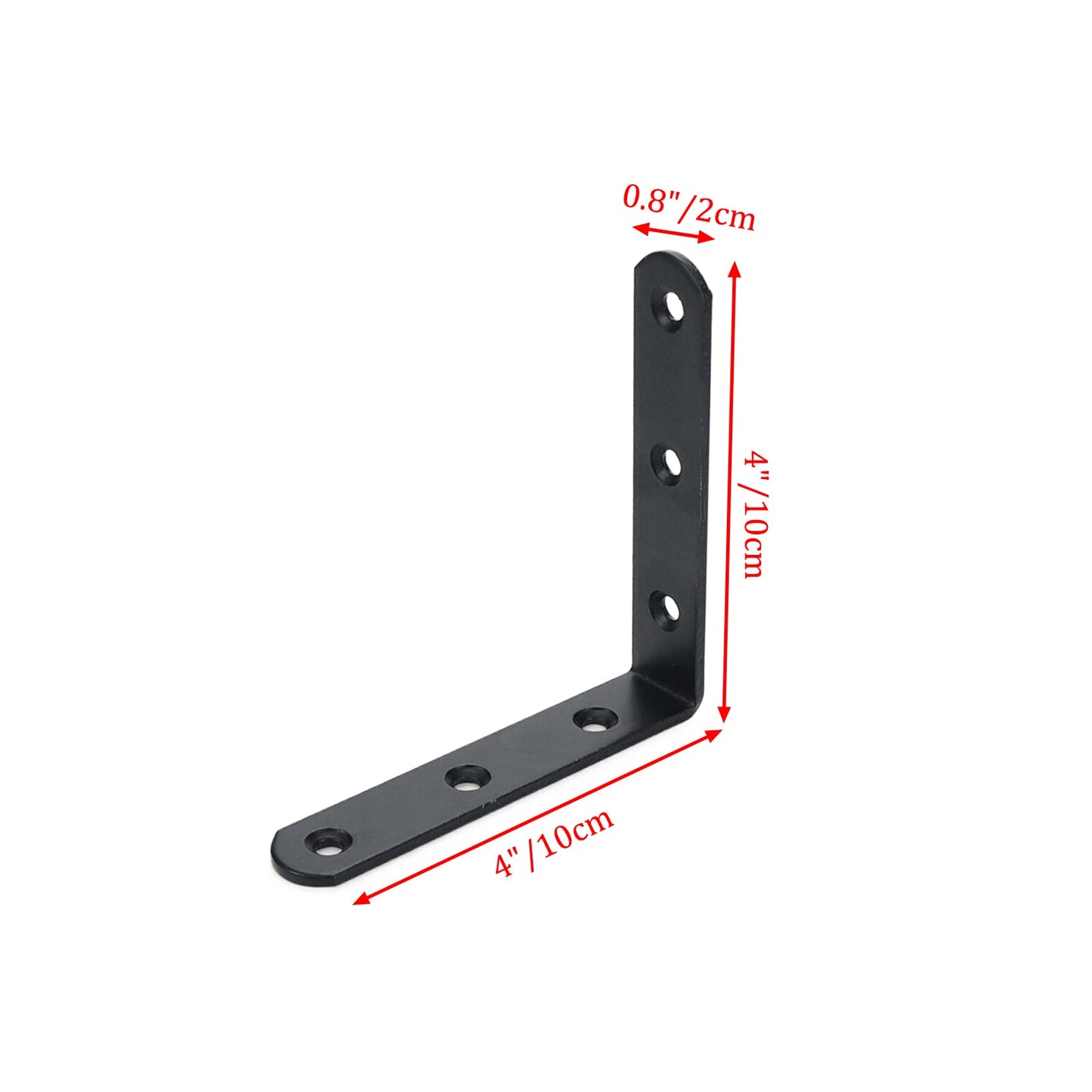 Rannb Floating Shelf Brackets L Brackets 4" x 4" Heavy Duty Black Corner Brace Joint Right Angle Bracket for Wooden Board Shelves DIY Support - 4pcs