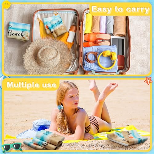 Beach Towel Clips - 2 Pack Elastic Chair Bands - Light Blue & White