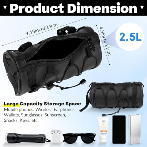 Waterproof Bike Handlebar Bag - 2.5L Storage with Strap
