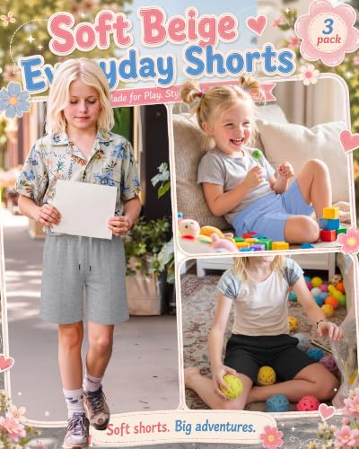 Bermuda Shorts for Girls - 3 Pack, 13-14 Years - Sky Blue, Light Mixed Gray, Black