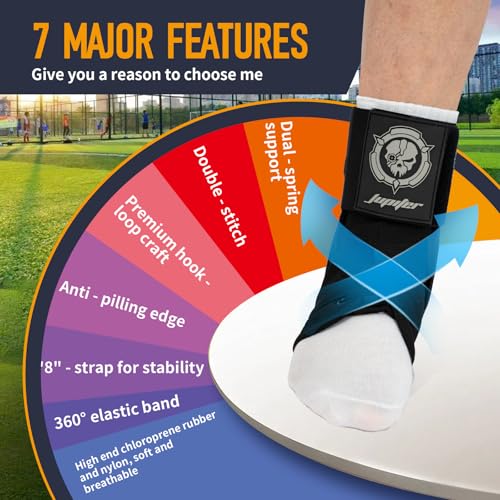 Neoprene Ankle Brace with Dual Springs for Sprains - Blue Medium