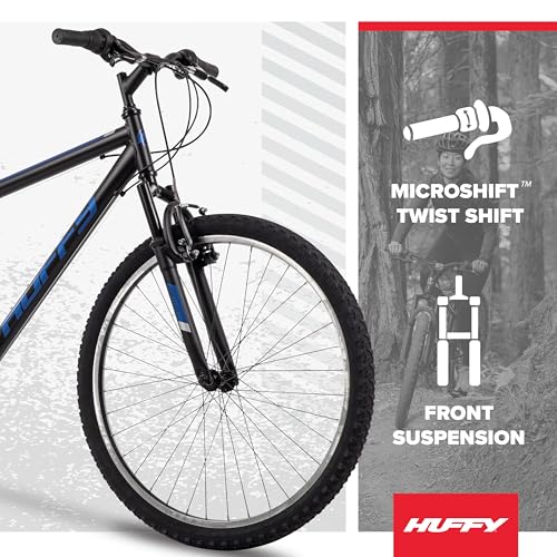 Mountain Bike - 26 Inch Matte Black, 21-Speed, Front Suspension