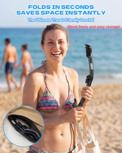 Dry Snorkel for Adults with Adjustable Mask Clip - Black