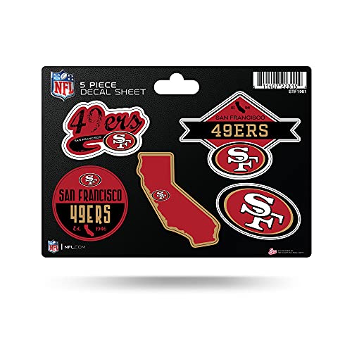 5-Piece Die-Cut Vinyl Decal Sticker Sheet - San Francisco 49ers