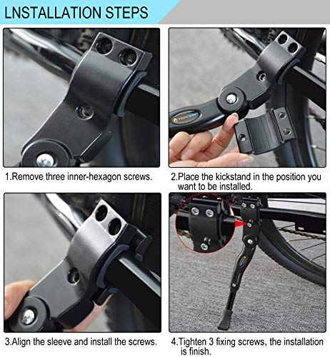 Adjustable Aluminium Alloy Bike Kickstand - Black for 22-28 Inch Wheels