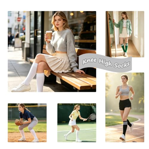 Knee High Cotton Socks for Women - 3 Pack White